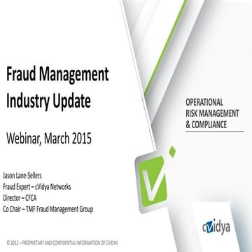 Fraud Management Industry Update Webinar by cVidya