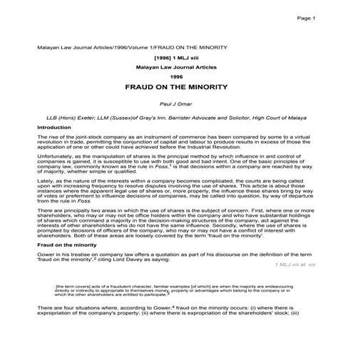 Fraud on the_minority