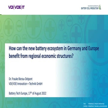 OVERVIEW OF CLUSTERS AND REGIONS FOR THE EUROPEAN BATTERY ECOSYSTEM