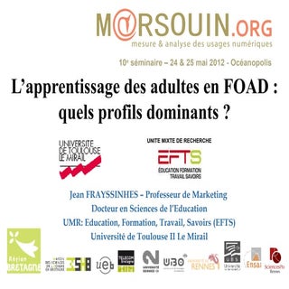 L’apprentissage des adultes en FOAD...