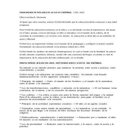 padre de la educacion preescolar froebel | PPT