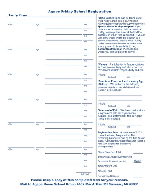Kids Camp Registration Form | PDF