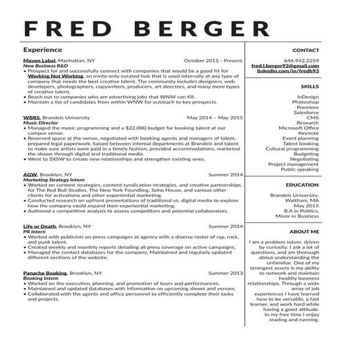 Fred Berger - Resume