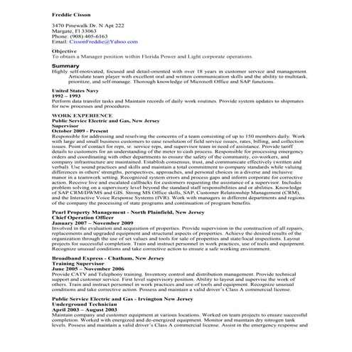 Freddie's manager resume 7 16