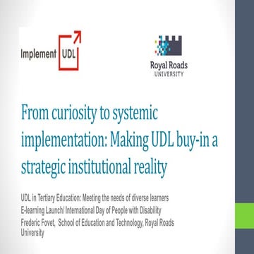 From curiosity to systemic implementation: Making UDL buy-in a strategic inst...