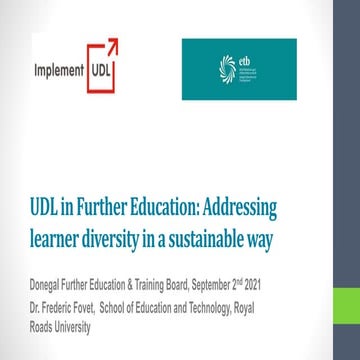 UDL in Further Education: Addressing learner diversity in a sustainable way