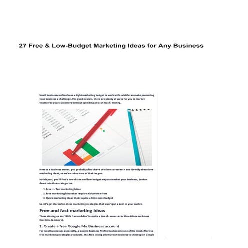 27 Free & Low-Budget Marketing Ideas for Any Business