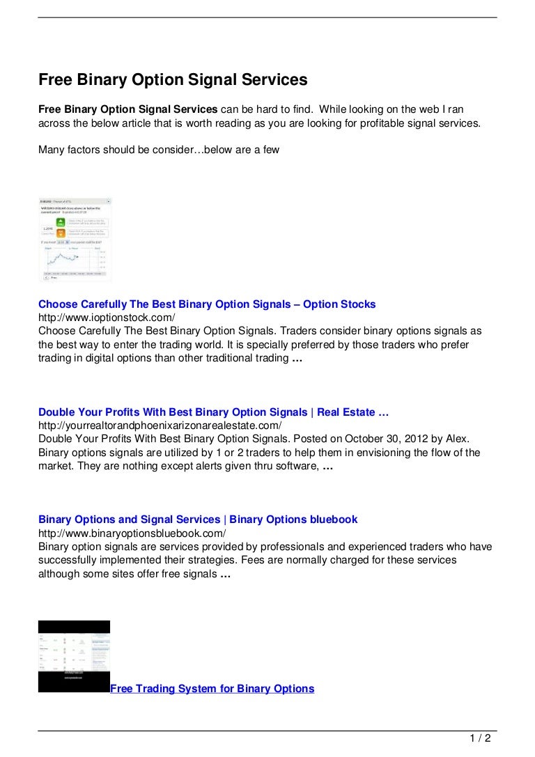 Free binary options signal provider telegram