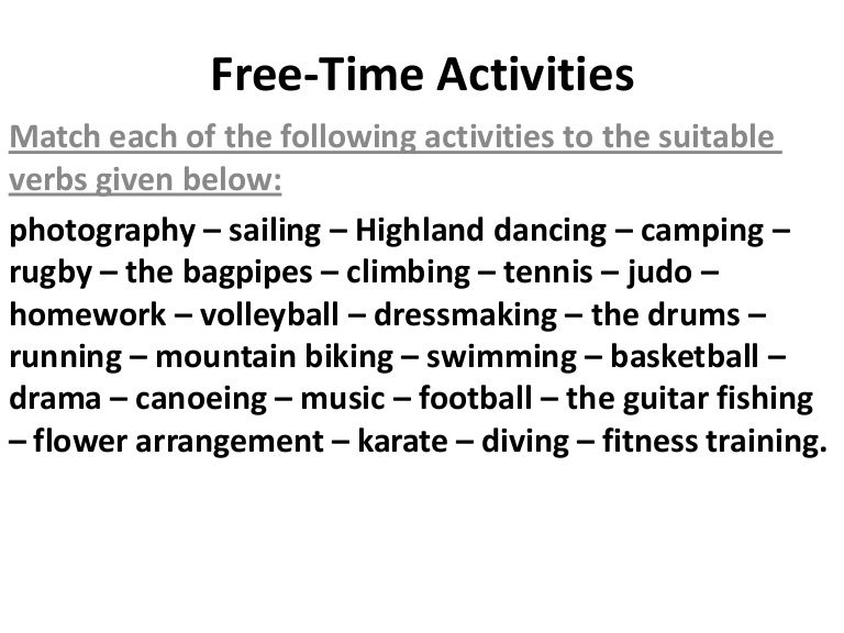 Free time activities 10th grade unit 4