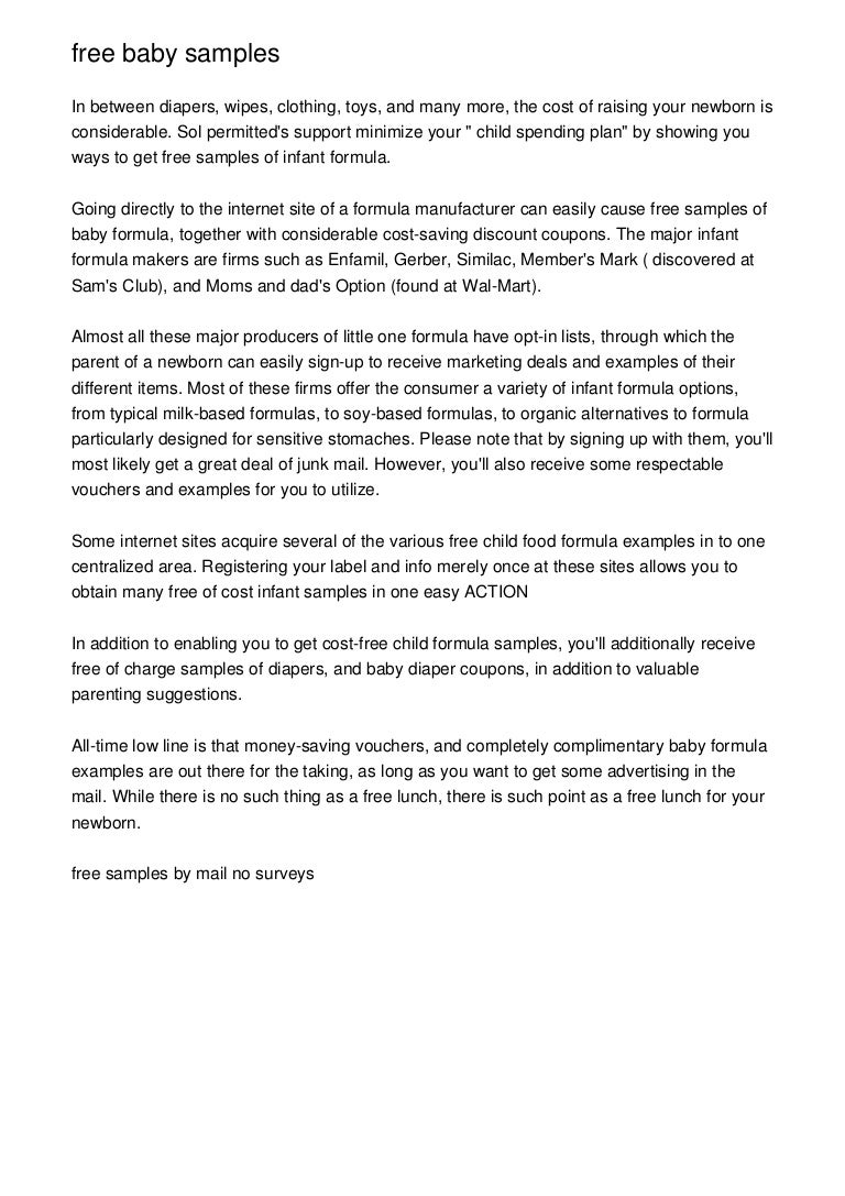 baby coupons by mail and free samples