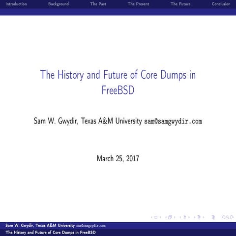 The History and Future of Core Dumps in FreeBSD