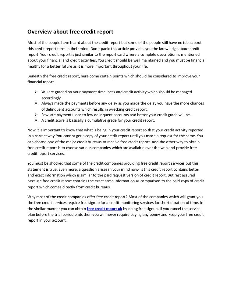 Free credit report_uk
