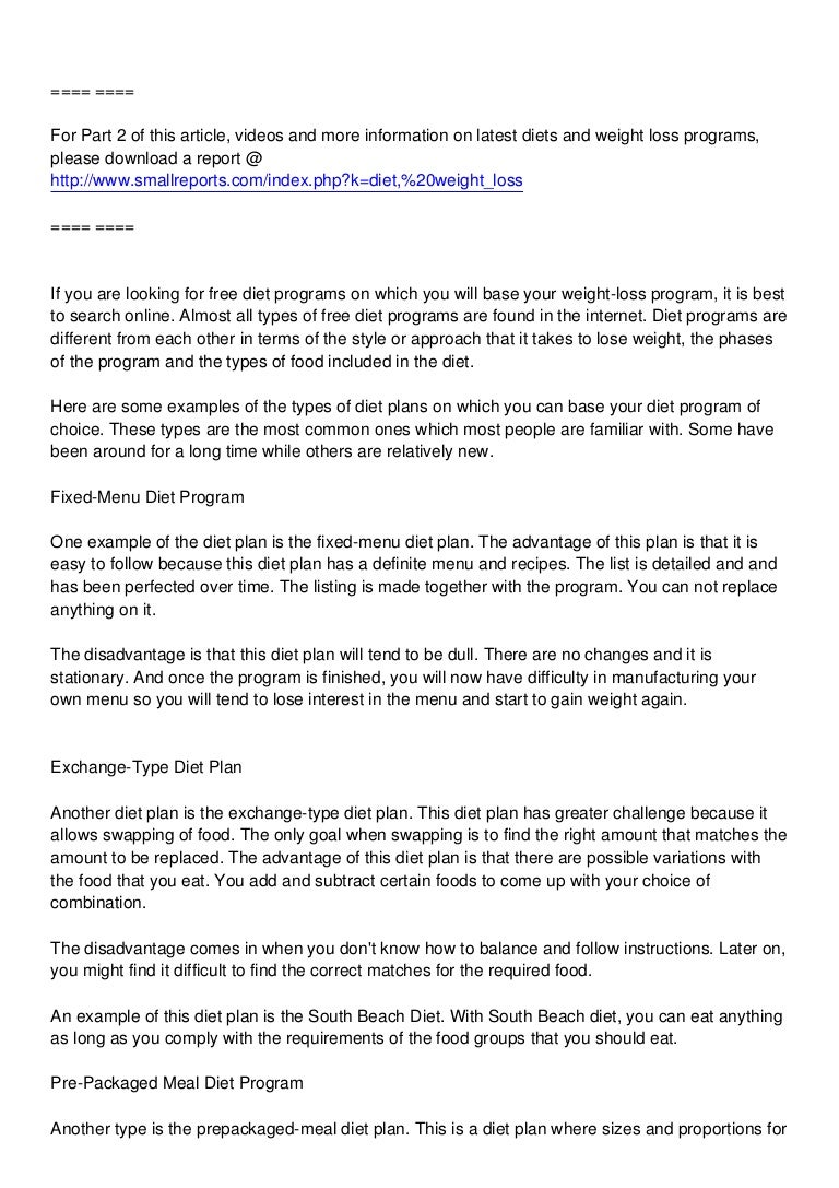 4 free popular diet programs 