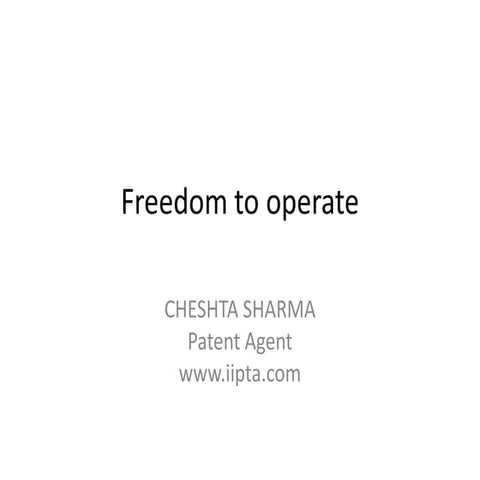 Freedom To Operate