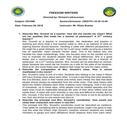 Freedom Writers Reflection