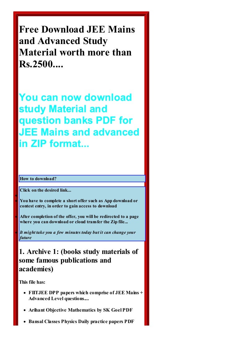 Free jee study_material_download