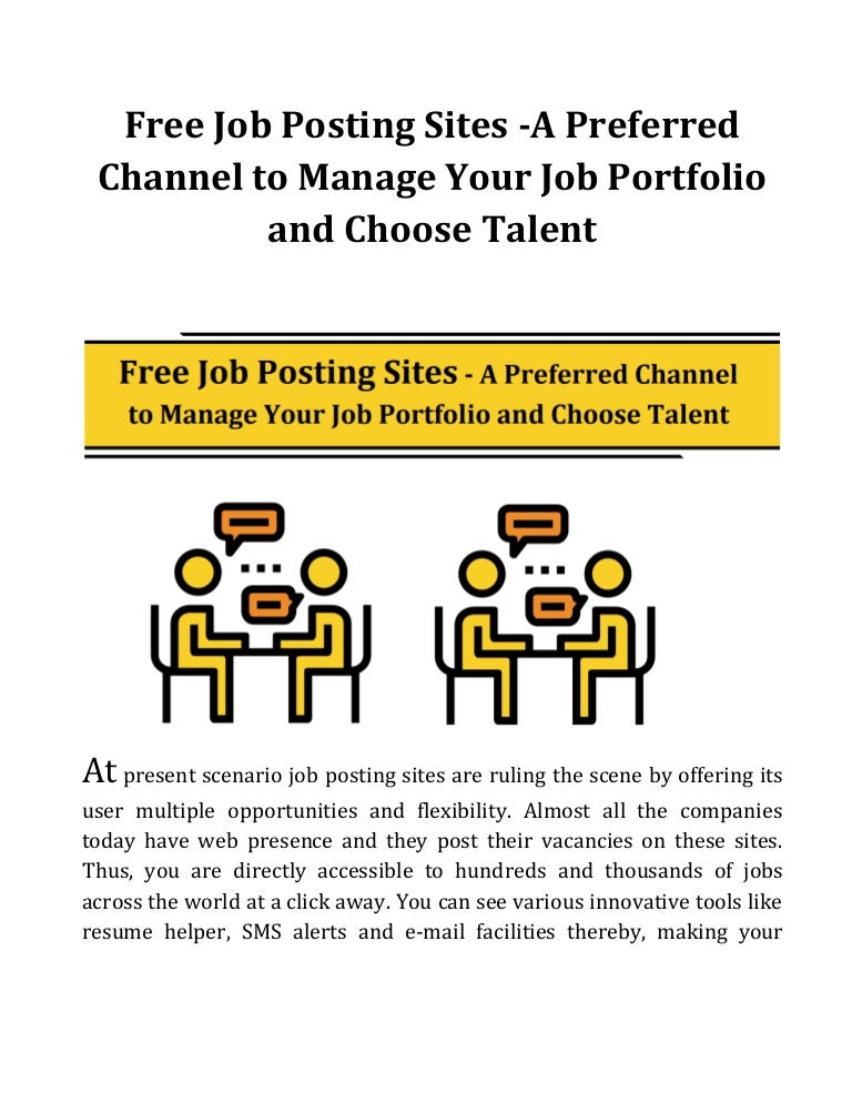 Free Job Posting Sites -A Preferred Channel to Manage Your ...