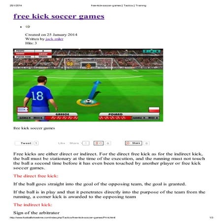 Free kick soccer games | PDF