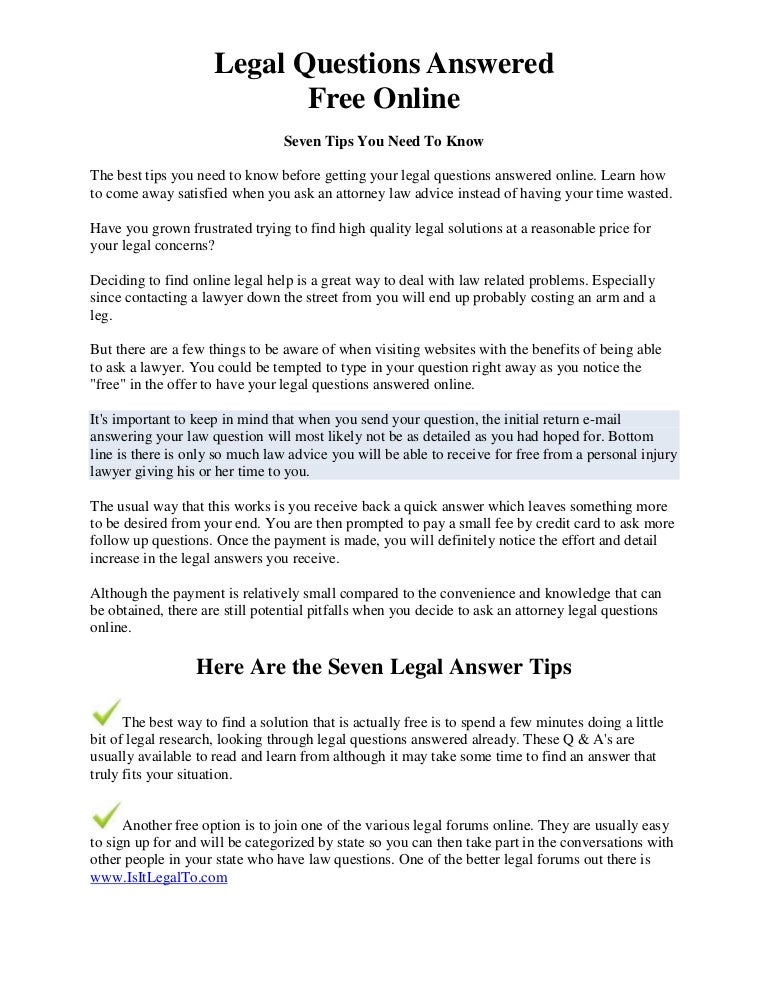 Free Legal Questions Answered Online 7 Tips You Need to Know