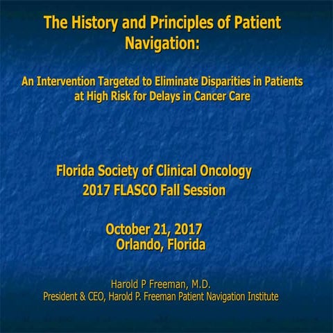 The History & Principles of Patient Navigation