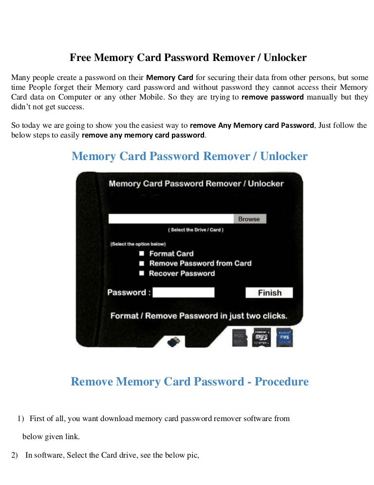 Free Memory Card Password Remover Unlocker 100 working