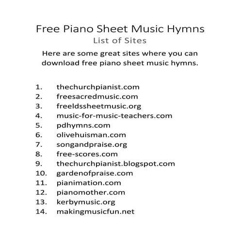 Free piano sheet music hymns | PDF