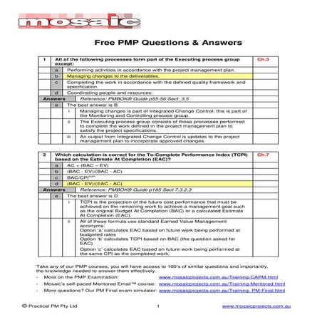 Free PMP® Practice Exam Questions | PDF