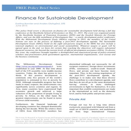 Finance for Sustainable Development | PDF