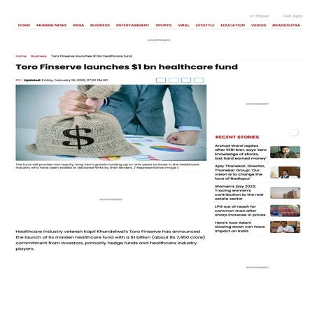 El Toro Finserve LLP launches $1 bn Healthcare Fund