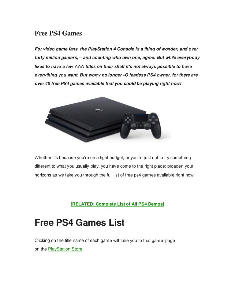 list of all playstation 4 games