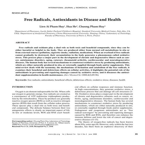 Free radicals antioxidants