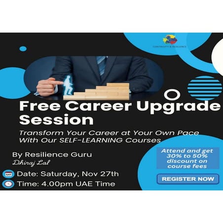 🌟 Join Resilience Expert Dhiraj Lal in this FREE Career Upgrade Session! 🌟 