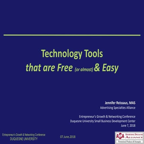 Free Tech Tools SBDC EGNC June 2018