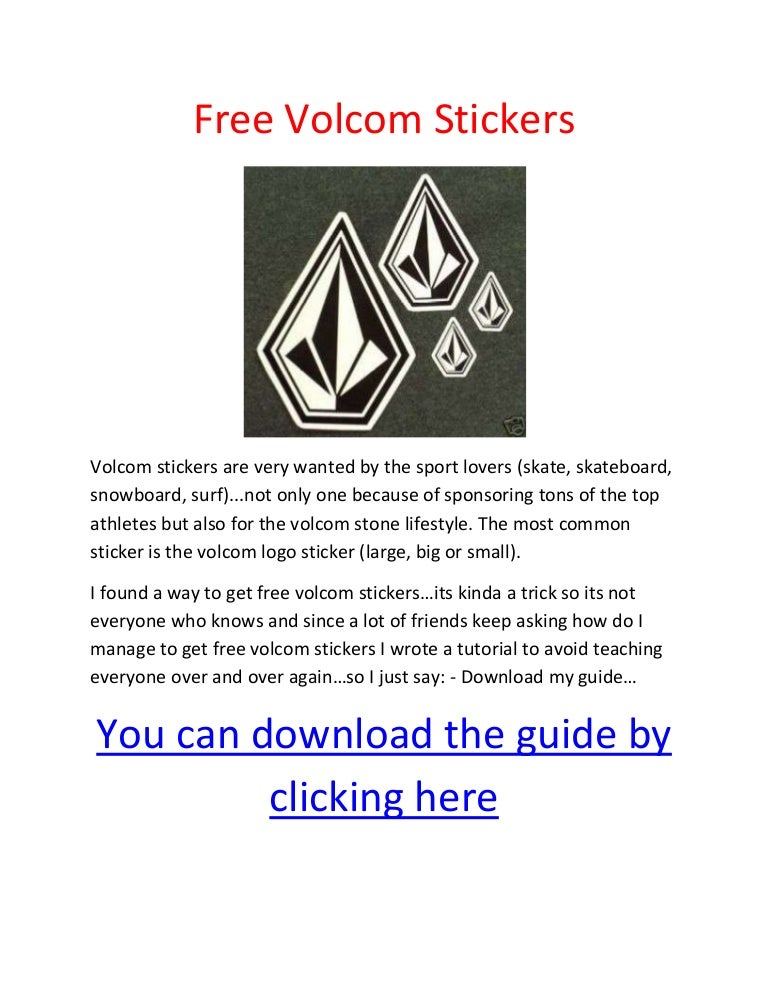 Free Volcom Stickers