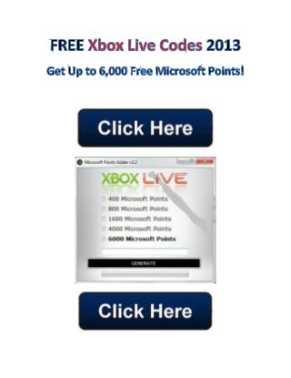 Free Xbox Live Codes 2013
