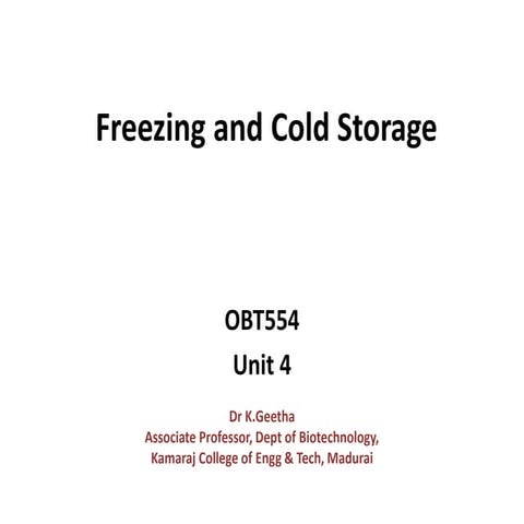 Freezing and cold storage 