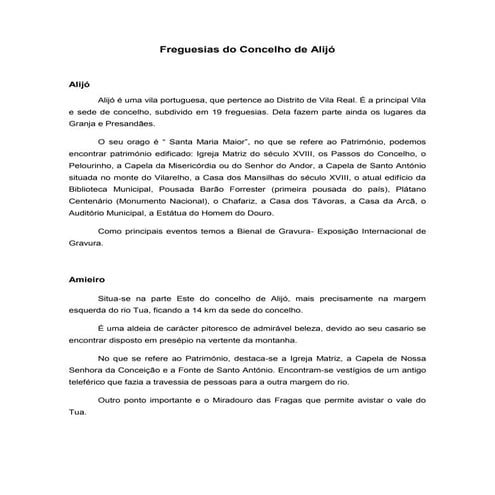 Freguesias co Concelho de Alijó