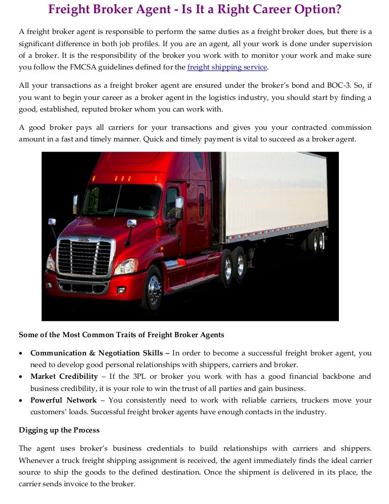 Freight Broker Agent Is It a Right Career Option?