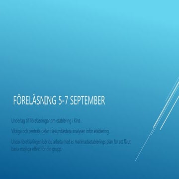 Föreläsningar 5   7september 