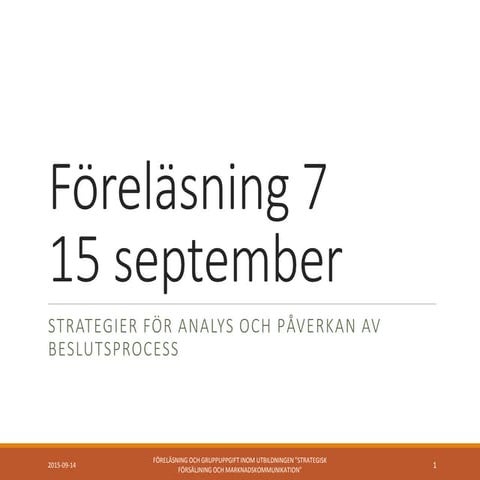 Föreläsning strategier stockholm 15 sep  komplex o enkel försäljning