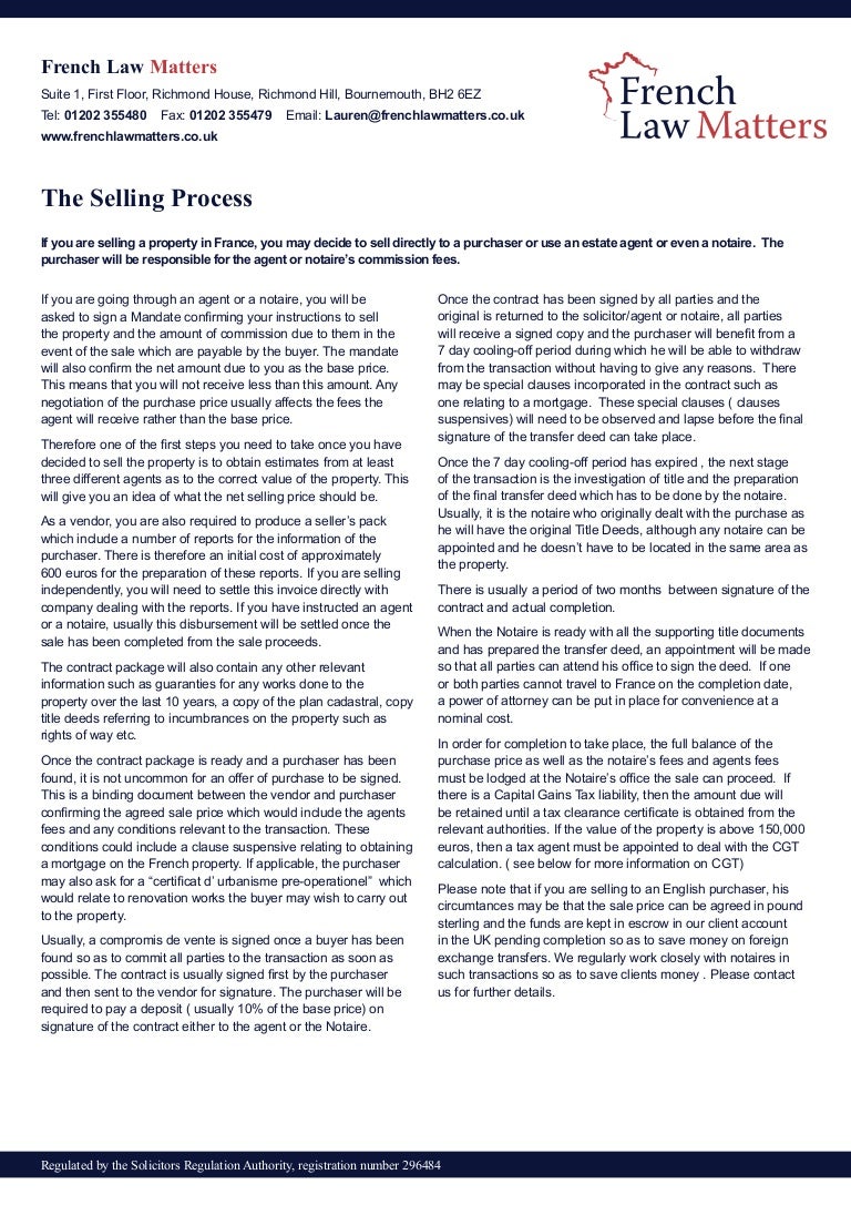 French Law Matters The Property Selling Process