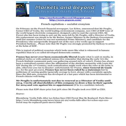 French capitalism = socialist cronyism