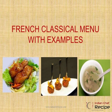 French classical menu with examples