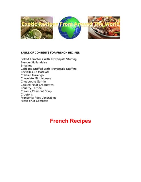French cuisine recipes 14 free ebook