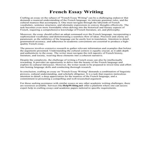 French Essay Writing. My favourite sports essay in french