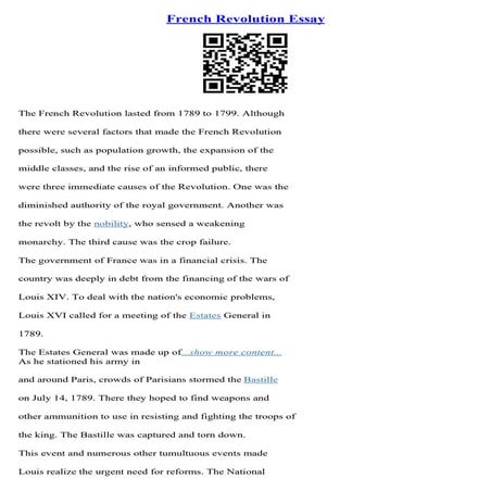 French Revolution Essay Topics