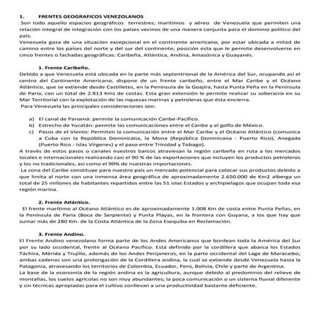 Frentes geograficos venezolanos