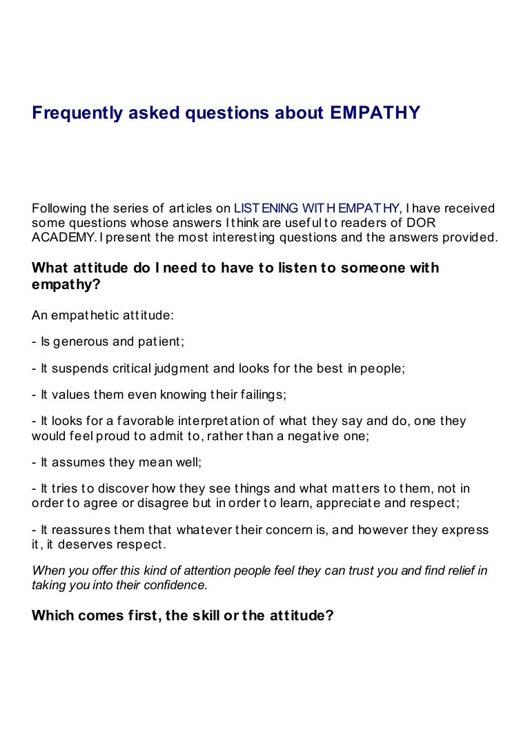 Frequently asked questions about empathy