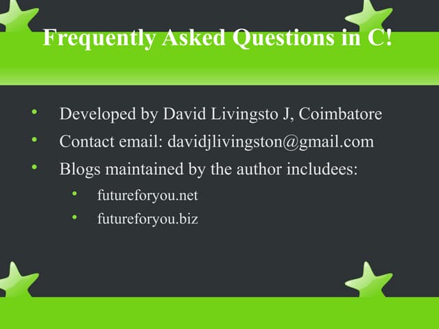 Frequently asked questions in c