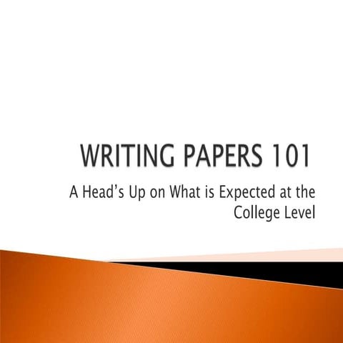 Freshman Learning Community Writing Papers 101